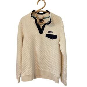 Patagonia Organic Cotton Quilted Snap-T Pullover - Women's - Medium - Cream Navy